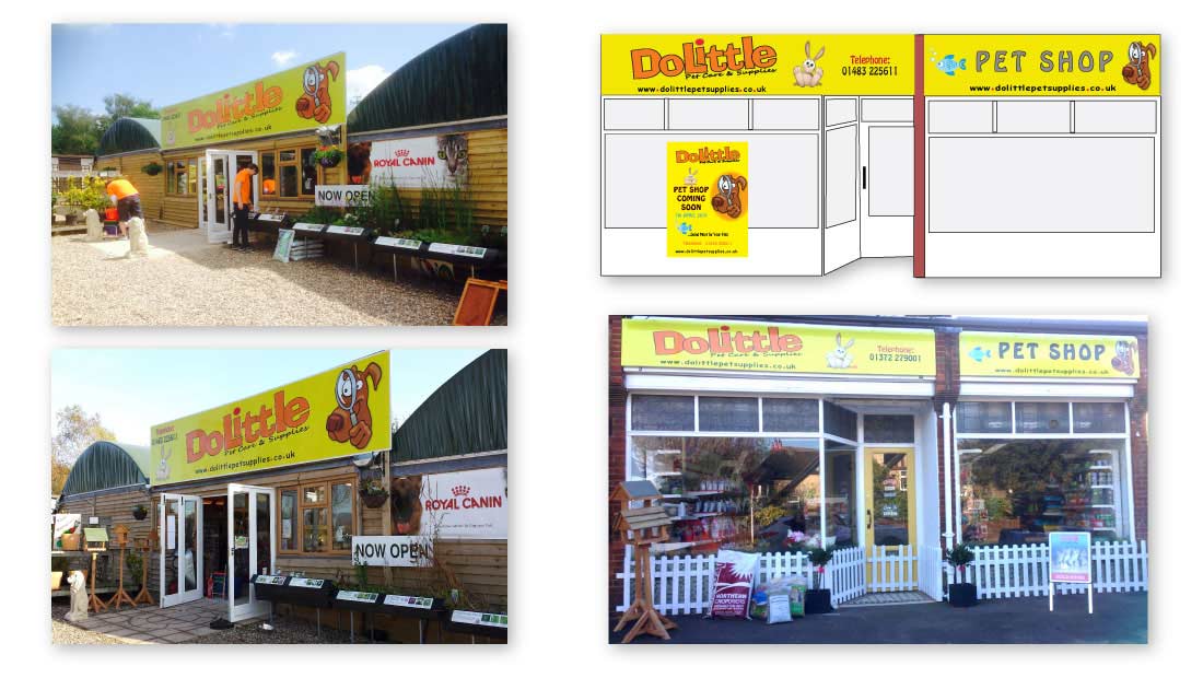 Shop signage design for DoLIttle Pet Supplies